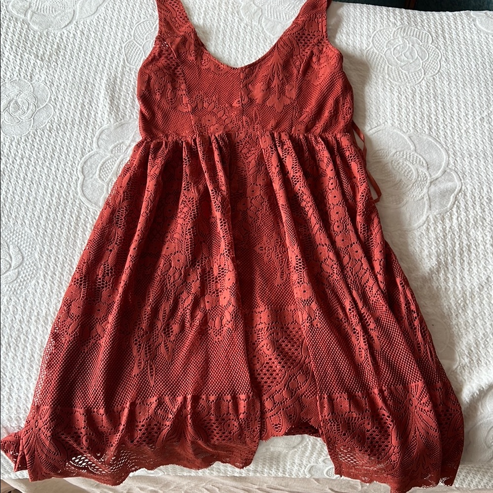 Free People Pumpkin spice lace sleeveless dress